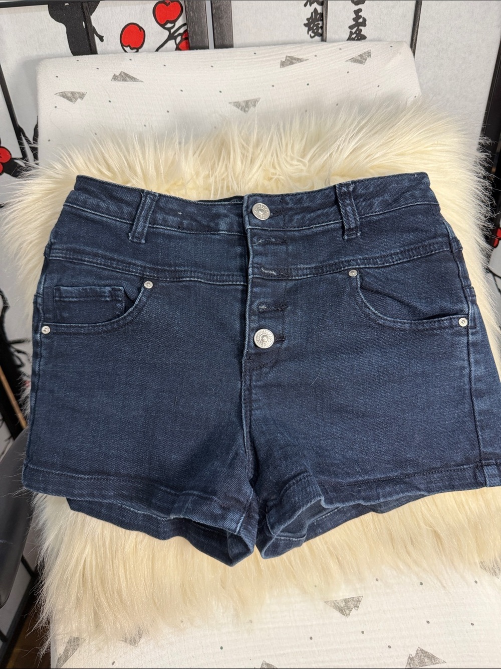 dELiA*s Dark Blue High-Rise Denim Shorts